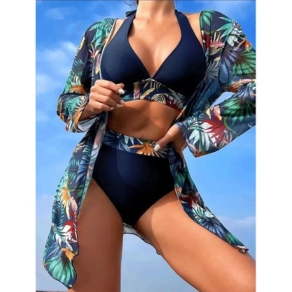 FashionSierra - 2024 Halter Print Bikini High Waist Basic Swimsuits