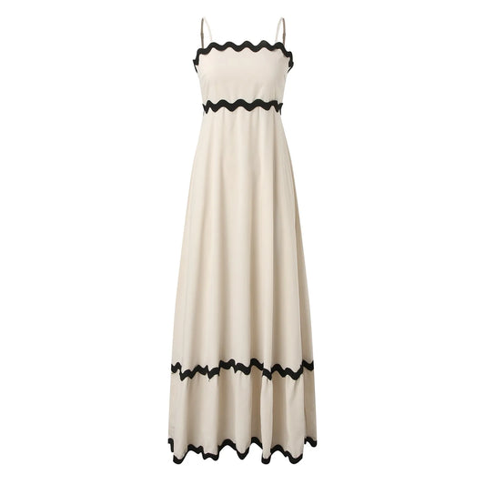 FashionSierra - Holiday Long Spaghetti Strap High Waist Sleeveless A-Line Party Dress