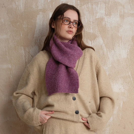 Soft Wool Blend Solid Color Winter Scarf Dark Violet / L157Cm W22Cm Scarfs-L