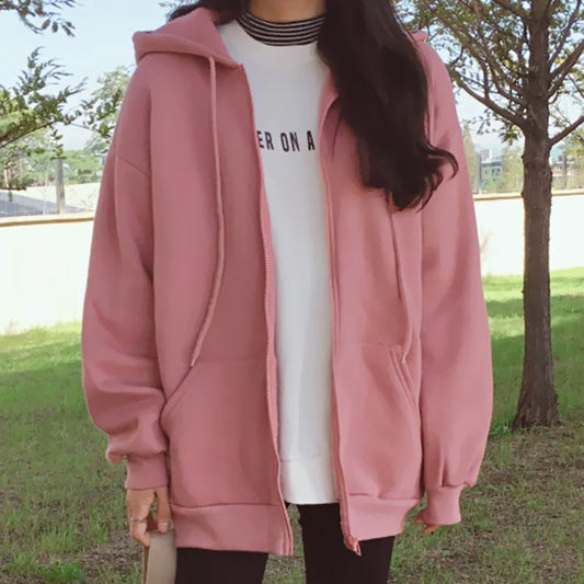 Loose Fleece Hoodie Top