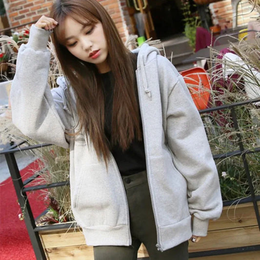 Loose Fleece Hoodie Top