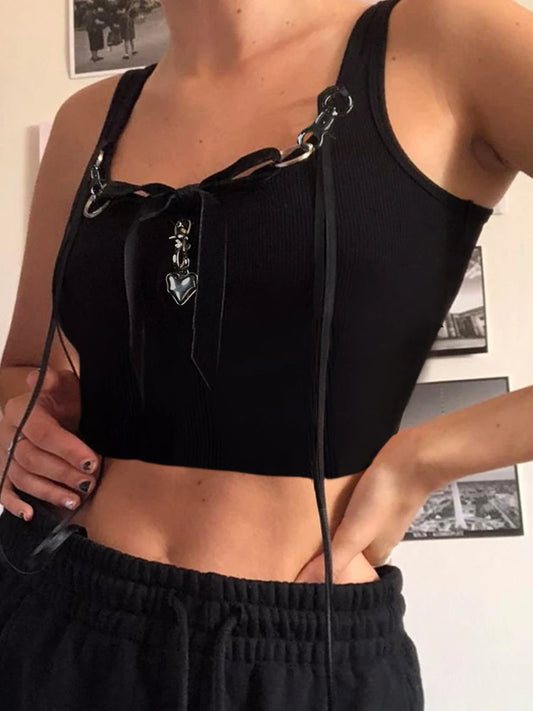 Gothic Sexy Solid Bandage Top