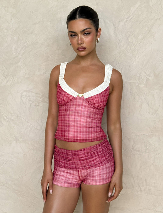 AMARAN TOP - RED : RED CHECK