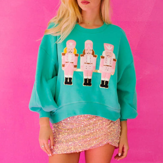 Imcute Sequin Nutcracker Christmas Hoodie