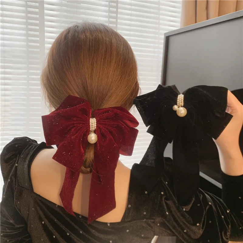 Velvet Bow-Knot Christmas Hair Accessory - Large Size Accessories-L