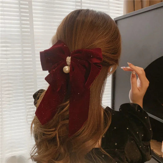 Velvet Bow-Knot Christmas Hair Accessory - Large Size Accessories-L