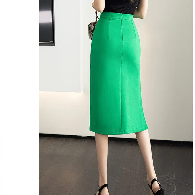 FashionSierra - Korean Office Lady Irreegular Midi Womens Summer Fashion High Waist Package Hip Female Elegant Formal Skirt