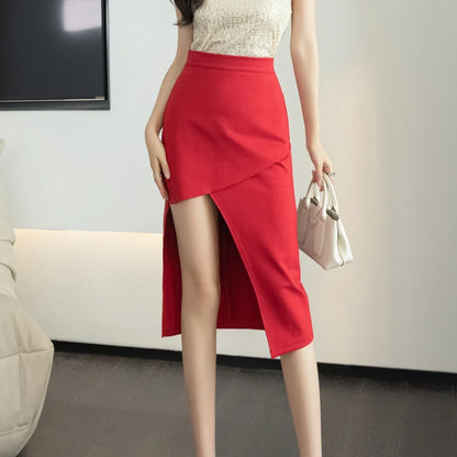 FashionSierra - Korean Office Lady Irreegular Midi Womens Summer Fashion High Waist Package Hip Female Elegant Formal Skirt