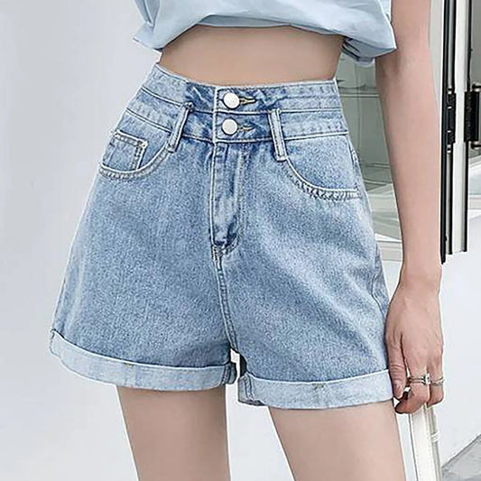 Waist Denim Shorts Women 2024 New Fashion Wide Leg Femme Office Sport Shorts