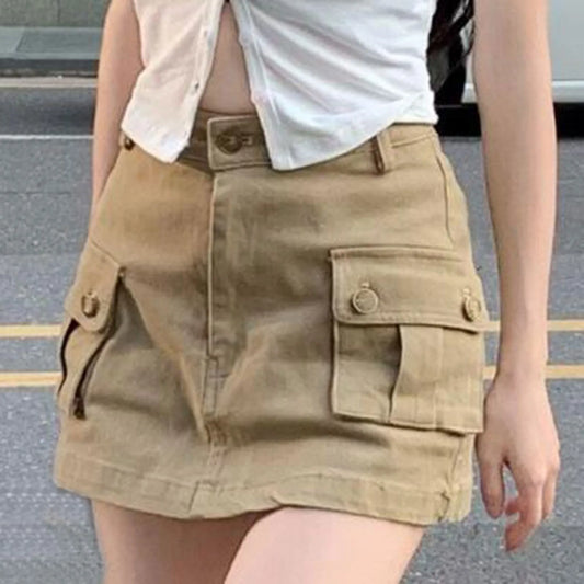 Mini Denim Skirt Slim High Waist Elastic Straight Harajuku Vintage Short Skirt