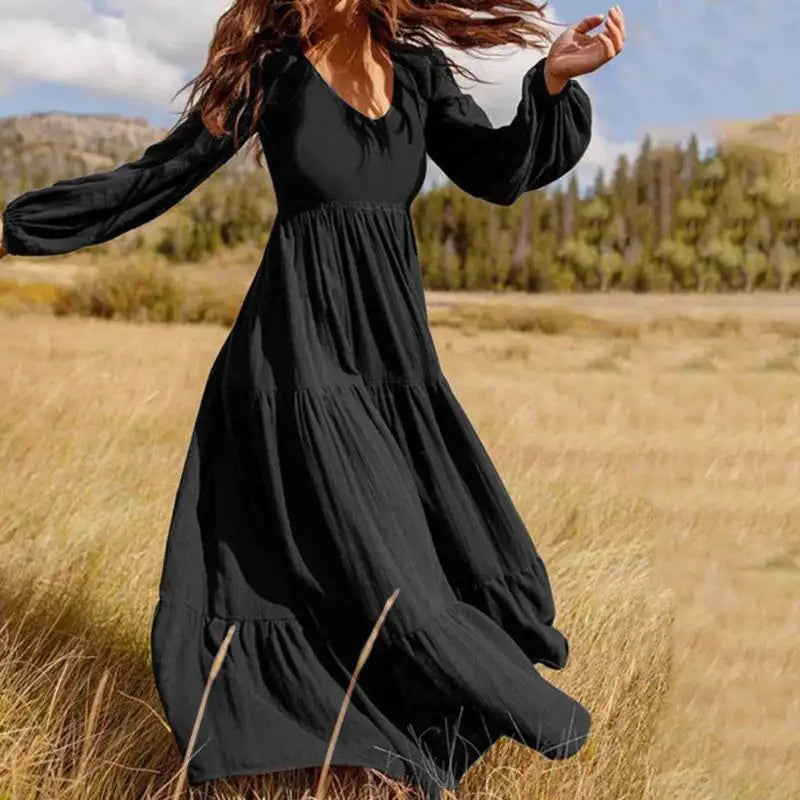 FashionSierra - 2024 High-Quality Plus Size Long Sleeve Boho Dress