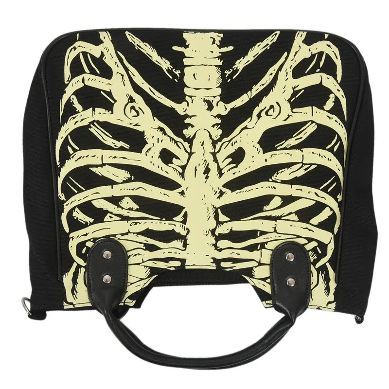 Luminous Gothic Skeleton Bones Skulls Rock Designer Casual Female Punk Fashion Crossbody Bag