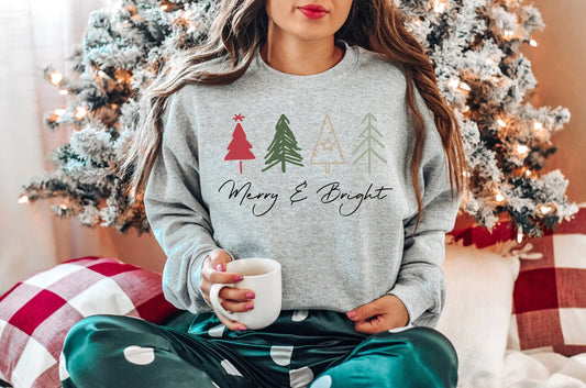 Modern Female All-Match Christmas Hoodie - Merry Bright Outdoors Gray / S Hoodies-L