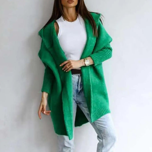 Cardigan Women Loose Batwing Sleeve Sweaters Autumn New Hooded Sweater Coat