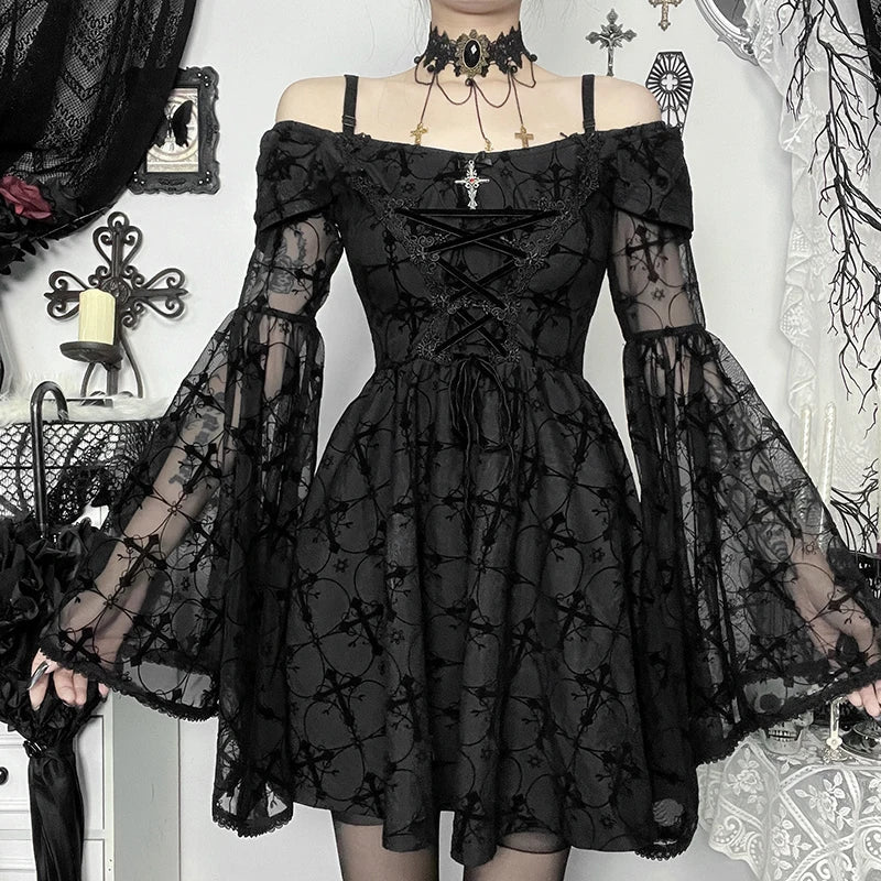 Distinguish Patchwork Petite Frock Black / XS
