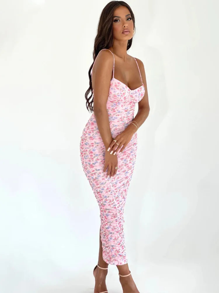 FashionSierra - Backless Bodycon Back Slit Sexy Floral Dress