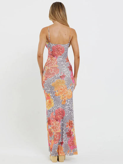 FashionSierra - Print Backless Sexy Maxi Dress Sleeveless Floral Dress