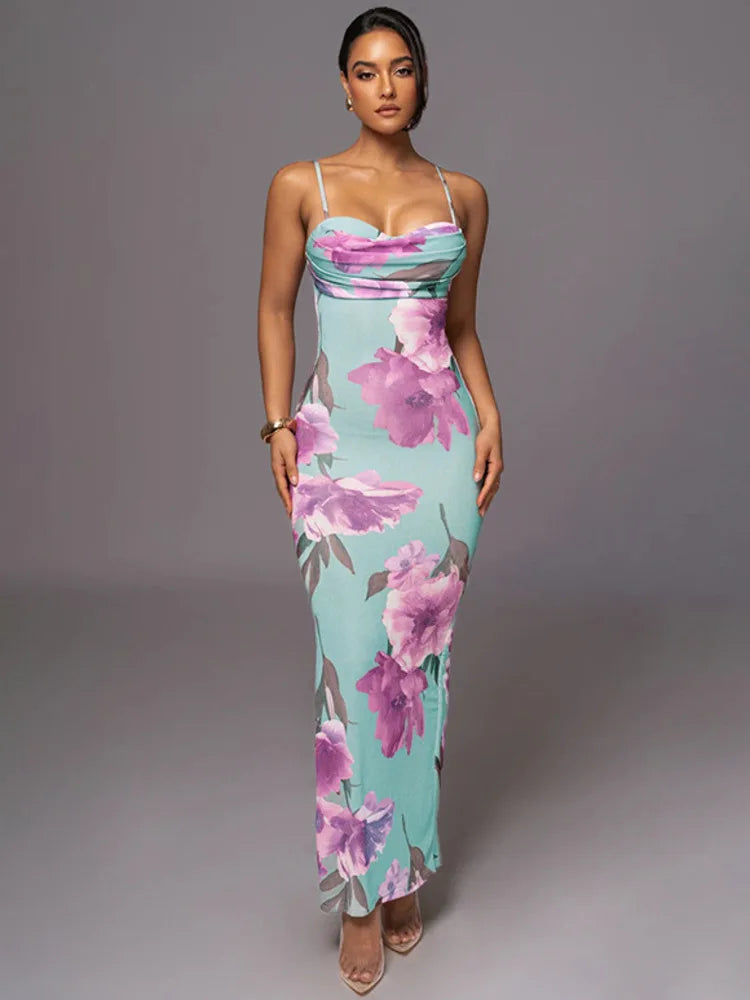 FashionSierra - Print Maxi Dress Sleeveless Backless Sexy Floral Dress