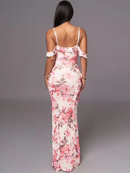 FashionSierra - Summer New Spaghetti Strap Backless Print Maxi Floral Dress