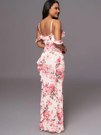 FashionSierra - Summer New Spaghetti Strap Backless Print Maxi Floral Dress