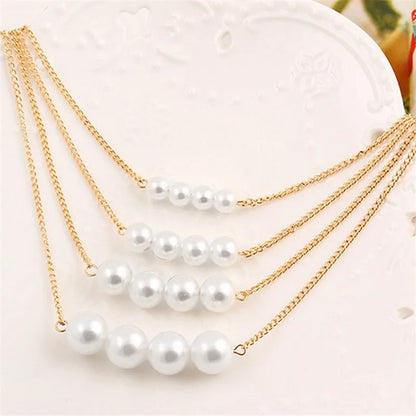 Fashion Punk Multilayers Imitation Pearl Minimalist Short Clavicle Collar Necklake