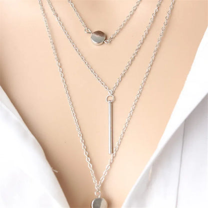 Long Tassel Minimalist Multilayer Coin Rivet Body Boho Necklake