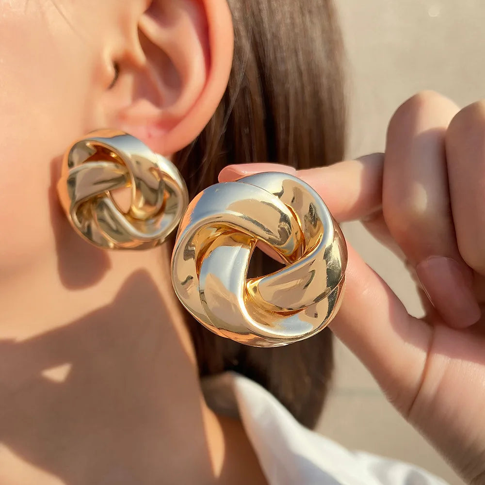 New Gold Color Spiral Exaggerated Heavy Ear Jewelry Earring