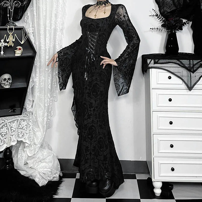 Cross Soft Long Sleeved Midi Dress