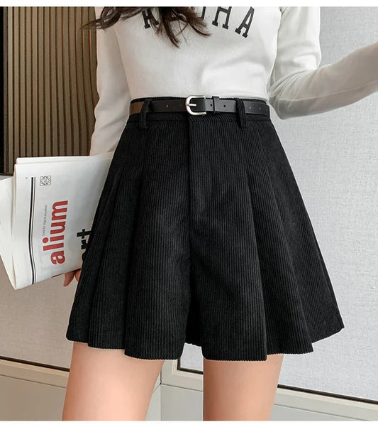 FashionSierra - New Autumn Corduroy Wide-leg Female Culottes Women 2024 Shorts