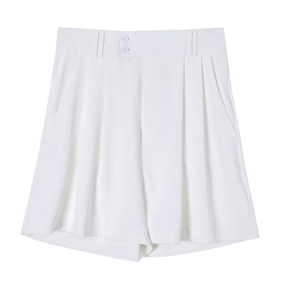 FashionSierra - New Fashion Ice Silk Draped Spring Summer High Waist Wide-leg Female Casual Shorts Women 2024 Shorts