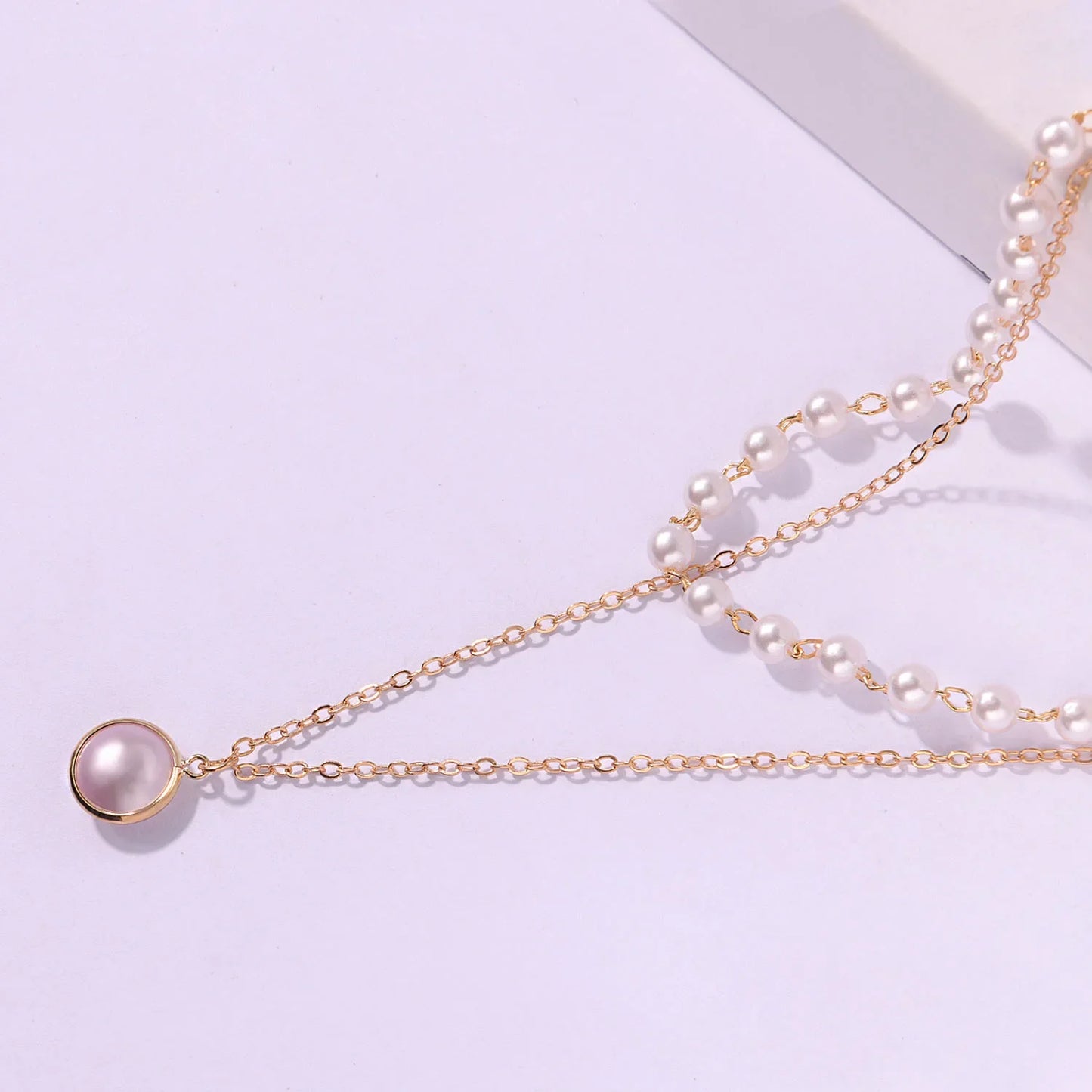 New Fashion Kpop Double Baroque Pearl Charm Wedding Girl Necklake