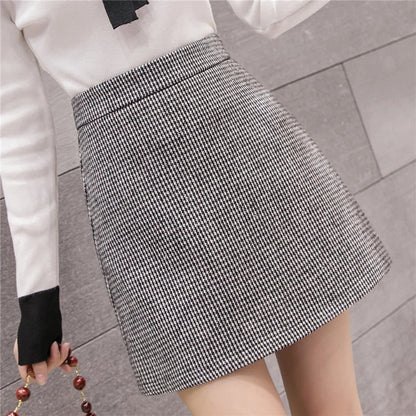 FashionSierra - New Fashion Plaid A-Line Mini Women Autumn Winter High Waist Woolen Female Casual All-match Short Skirt