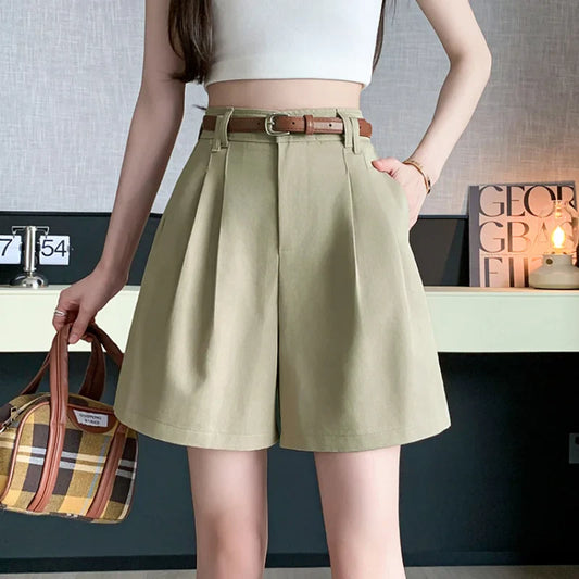 FashionSierra - Fashion Cargo Summer Draped Wide-leg Ladies Casual Loose Belted Shorts