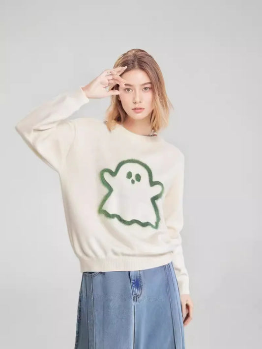 New Halloween Ghost Cute Couple Autumn Winter Fashion Knitting Pullovers Sweater