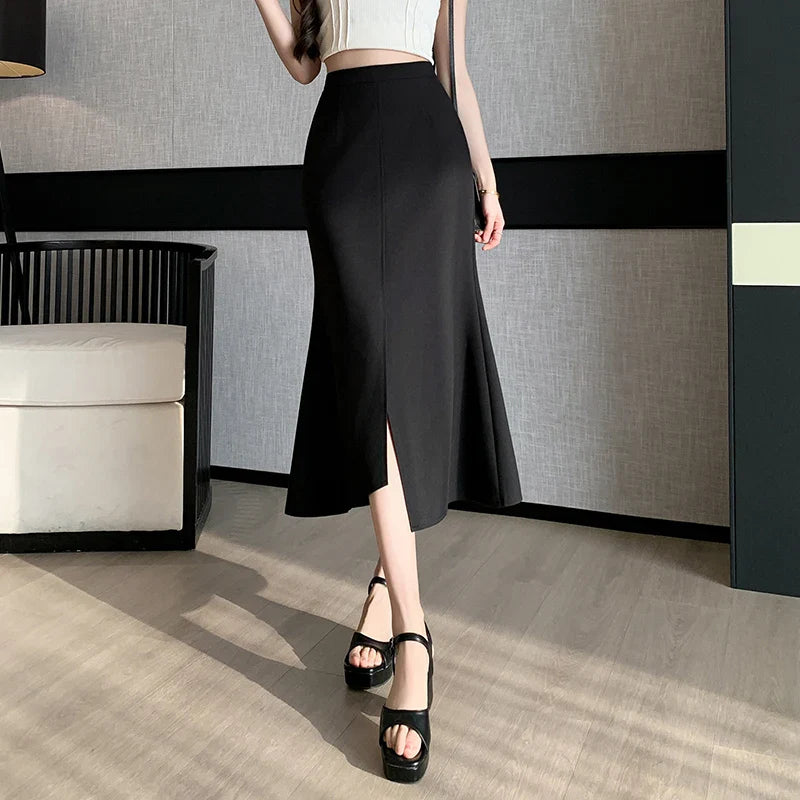 FashionSierra - New Korean Style Mid-length Mermaid Womens New Spring Summer High Waist Package Hip Ladies Long Skirt