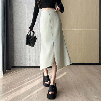 FashionSierra - New Korean Style Mid-length Mermaid Womens New Spring Summer High Waist Package Hip Ladies Long Skirt