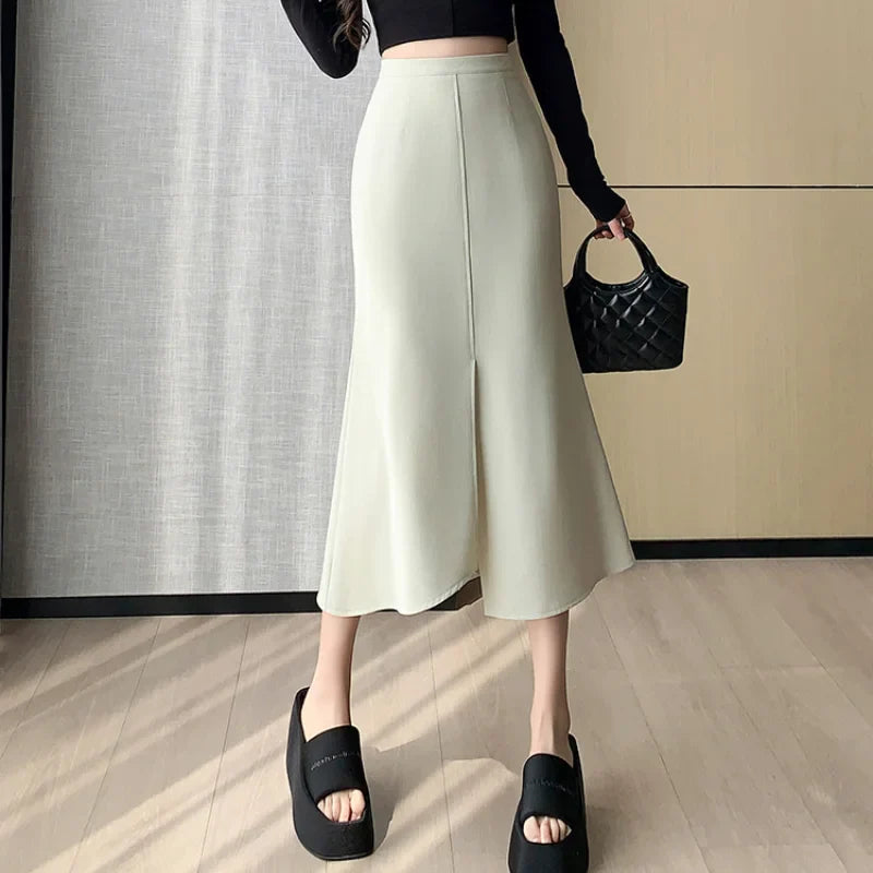 FashionSierra - New Korean Style Mid-length Mermaid Womens New Spring Summer High Waist Package Hip Ladies Long Skirt