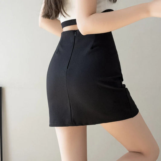 FashionSierra - Package Hip Fashionable Irregular High Waist Short Office Black Mini Skirt