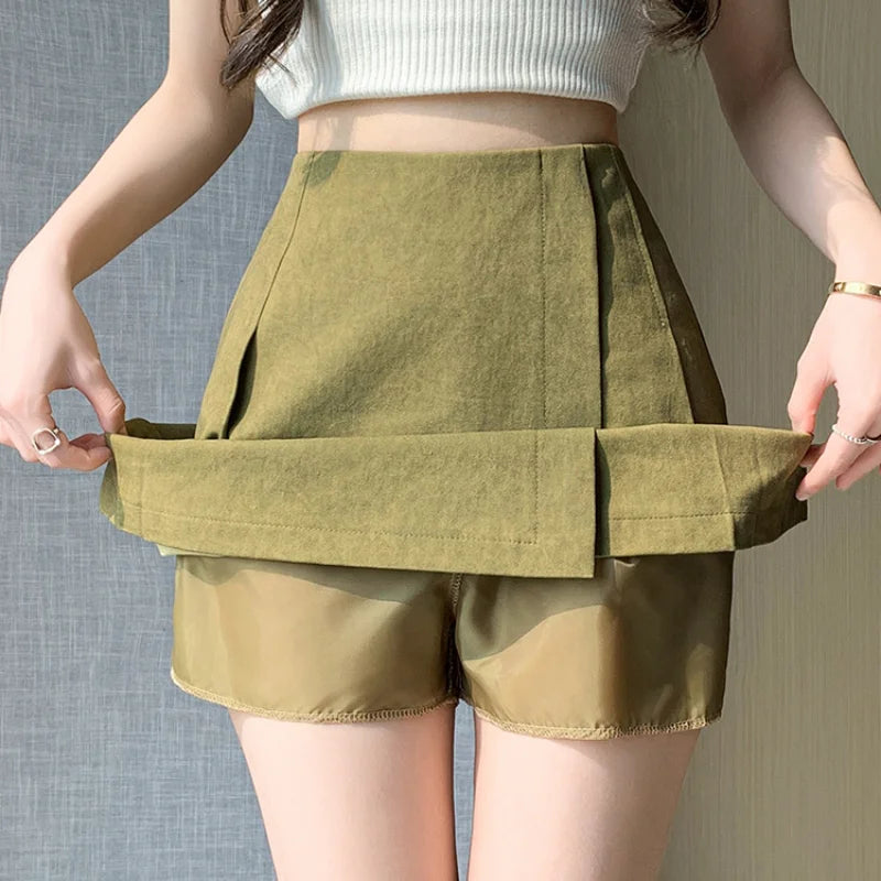 FashionSierra - New Spring Summer High Waist Pleated Mini Women Fashion A-line Short Korean Style Woman Casual Cotton Skirt