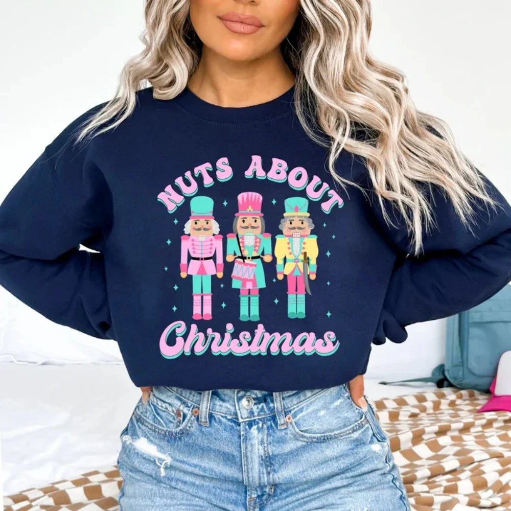 Funny Nutcracker Christmas Shirt Crewneck Vintage Pullover Sweater Navy Blue / S Sweaters-L