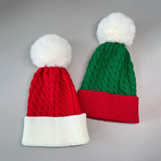 Cable Knit Bell Christmas Hat