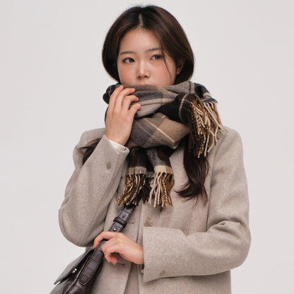 Japanese Plaid Women's Retro Imitation Cashmere Warm Autumn Winter Scarf