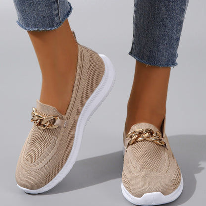 Thick Sole Knitted Soft Slip-On Breathable Women Loafers Independent Shoes