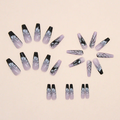 Halloween Dark French Black Ballet Gradient Wearable Press on Nail