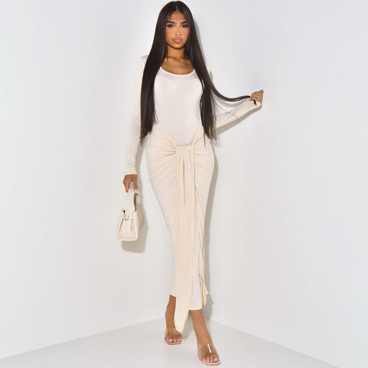 Solid Color Simple Twisted Elegant Sheath Dress
