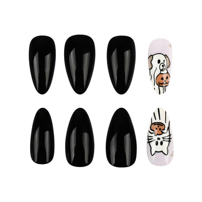 Halloween Black White Animal Heart Spider Web Wearable Press on Nail