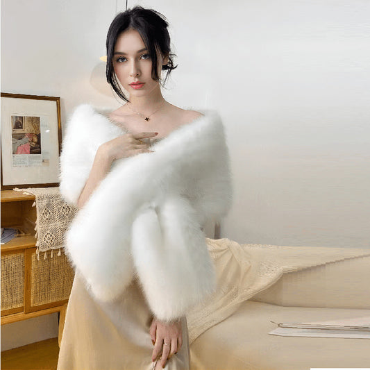 Imitation Fox Fur Autumn Winter Cape Evening Wedding Warm Scarf