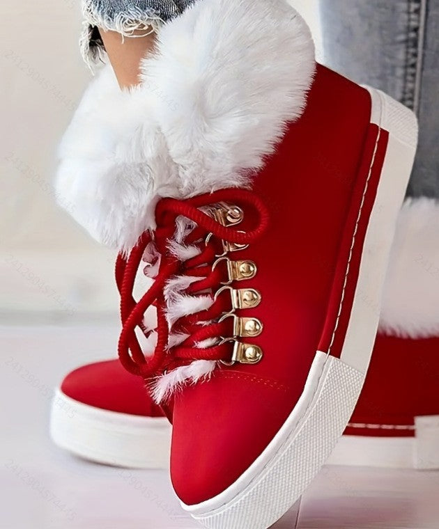 Winter Short Long Fur Leather Snow Boots Women Plus Size Furry Thick Boots Shoes