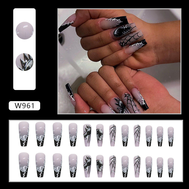 Halloween Dark French Black Ballet Gradient Wearable Press on Nail