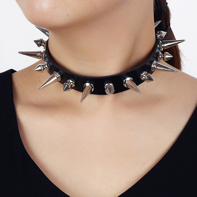 Harajuku Style Black Punk Rock Leather Necklace